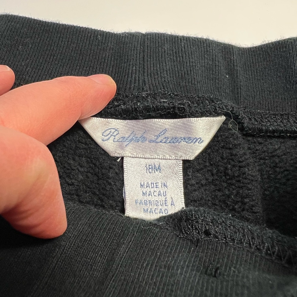 Ralph Lauren Blue Skiing Polo Bear long sleeve T-Shirt with black sweatpants 18m - Picture 6 of 10